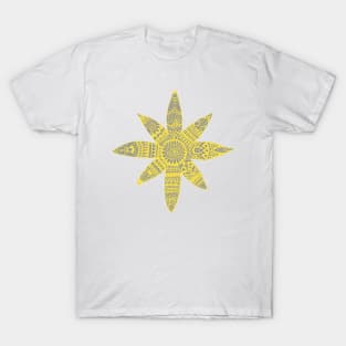 Star Mandala - Grey and Yellow T-Shirt